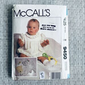 Vtg 80s McCalls Pattern 9450 Infant Baby Jumpsuit Romper Sunsuit Tshirt Sz NB-L
